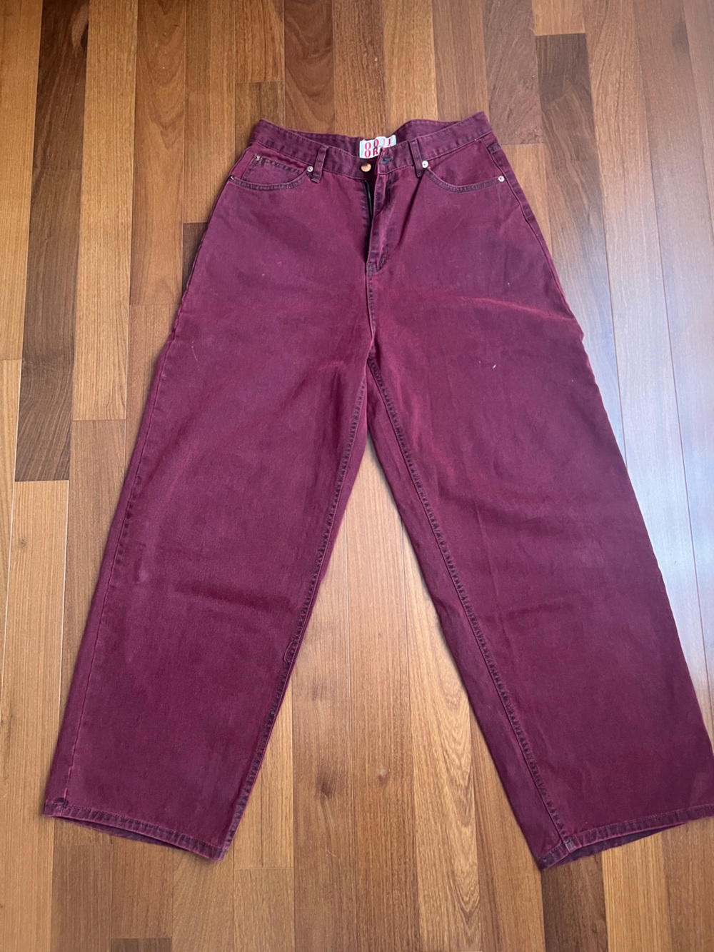 Burgundy Wide-Leg Pants